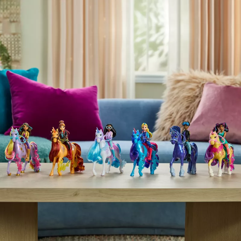 Spin Master Unicorn Academy set de figuras Ava y unicornio Leaf con crin y cola reales y cepillo, a partir de 4 años