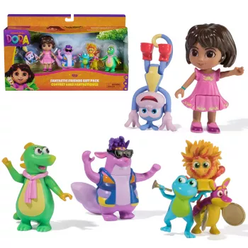 Dora, Fantastic Friends paquete regalo con Dora, Boots, Tico, Isa y el Fiesta Trio, figuras de juego, juguete infantil para niñas y niños a partir de 3 años