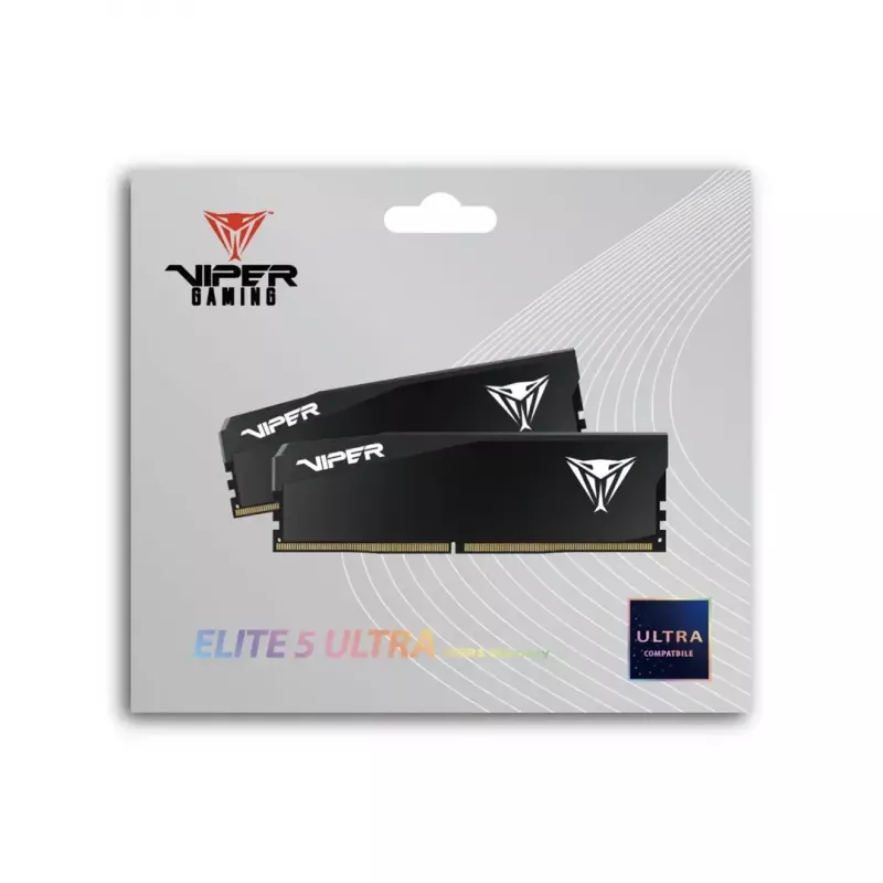 Patriot Viper Elite 5 Ultra VEU564G6028K 64GB (2x32GB) DDR5-6000 CL28 kit de RAM para sobremesa, Intel XMP 3.0, AMD EXPO, disipador, negro