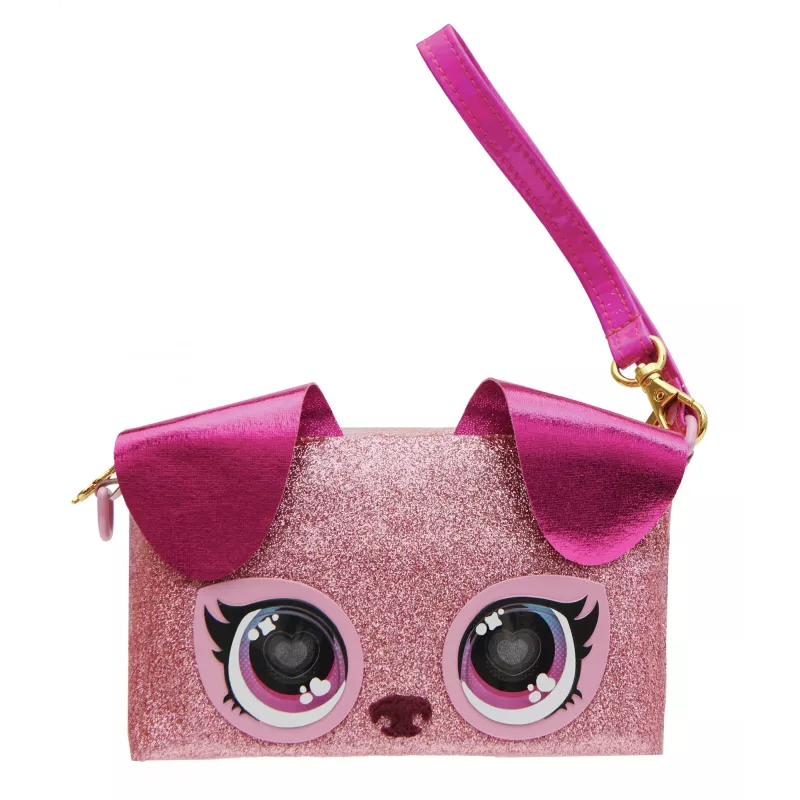 Purse Pets, Keepin’ It Clutch Dazzling Diva juguete de cachorro y bolso de muñeca con ojos arcoíris luminosos, juguete para niñas a partir de 4 años