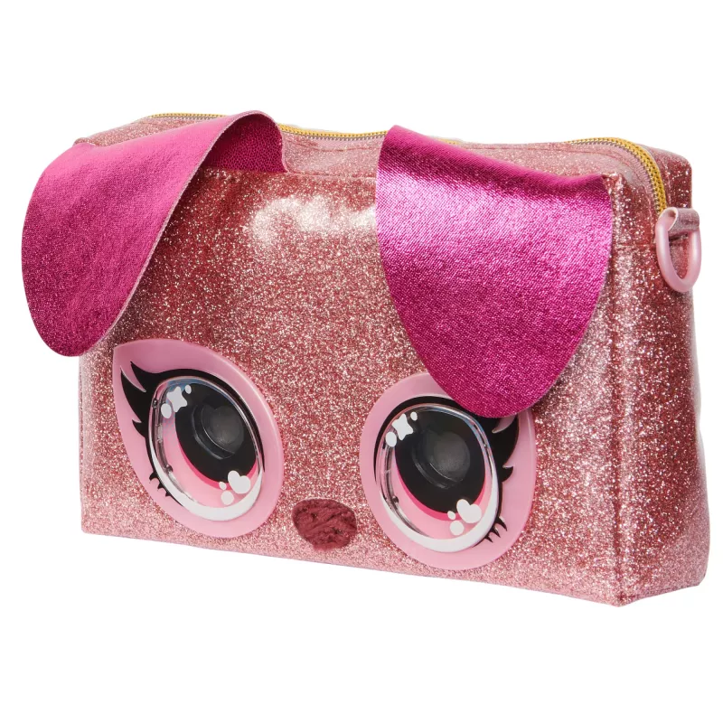 Purse Pets, Keepin’ It Clutch Dazzling Diva juguete de cachorro y bolso de muñeca con ojos arcoíris luminosos, juguete para niñas a partir de 4 años