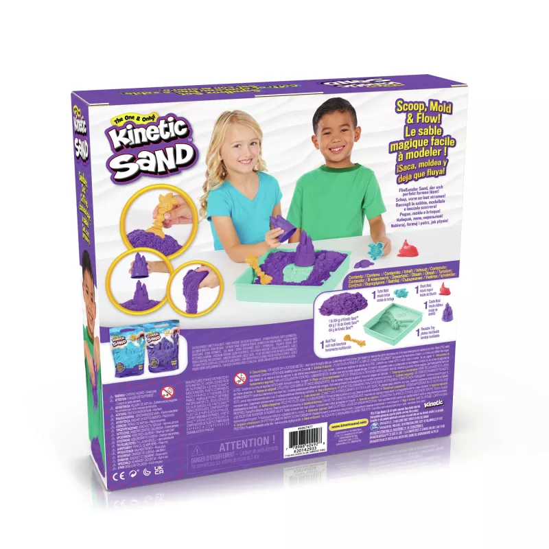 Kinetic Sand, set de arenero, regalos creativos de Pascua, incluye 453 g de arena moldeable lila, 4 herramientas y moldes, almacenamiento, juguete sensorial para niños a partir de 3 años
