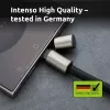 Cordón de carga USB-C Intenso para teléfono 60W carga rápida longitud ajustable 1,65m nailon negro