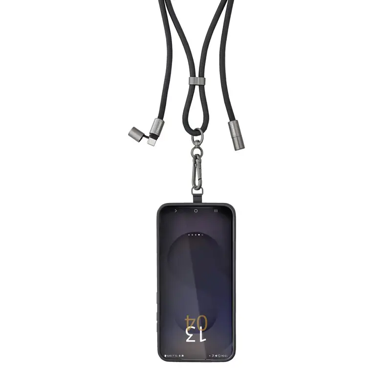 Cordón de carga USB-C Intenso para teléfono 60W carga rápida longitud ajustable 1,65m nailon negro