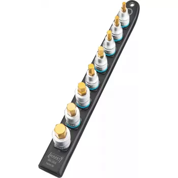 Juego de vasos Hazet 986-SR/8, juego de 8 vasos hexagonales cortos, 6–17 mm, negro