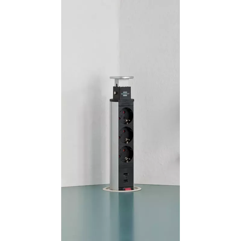 Regleta de enchufes Brennenstuhl 1396200013 2m 3 salidas AC interior aluminio negro