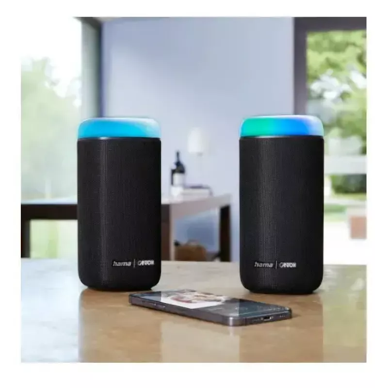 Altavoz Bluetooth CANTON Glow Pro de HAMA, negro, jack de 3,5 mm, efectos de luz LED