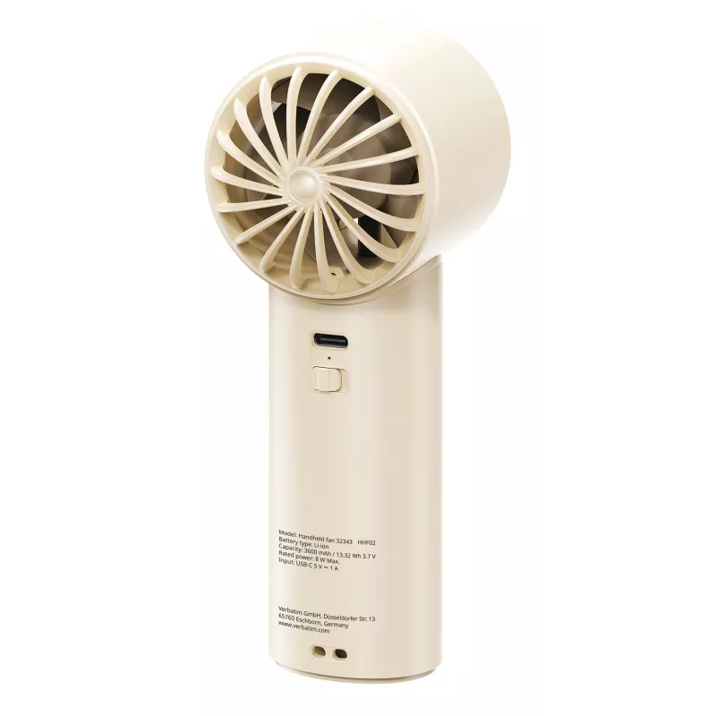 Ventilador de mano Verbatim Cool’n’Go IceTouch blanco/plata, plata, blanco, 1 ventilador, ventilador de mano, 1 ud., 8 W, iones de litio (Li-Ion)
