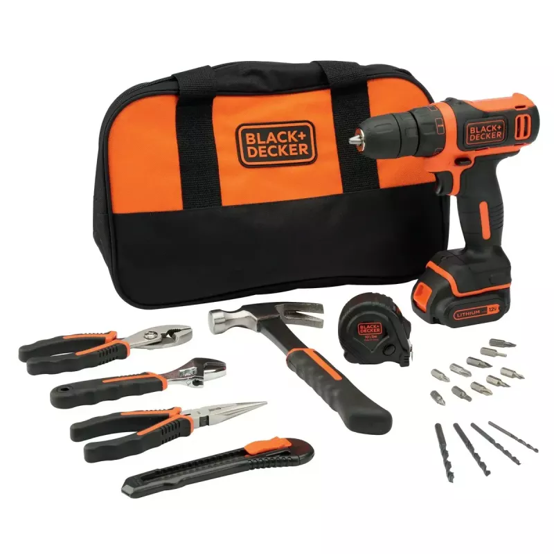 Taladro con empuñadura de pistola Black & Decker BDCDD12-QW, sin llave, 1.5 Ah