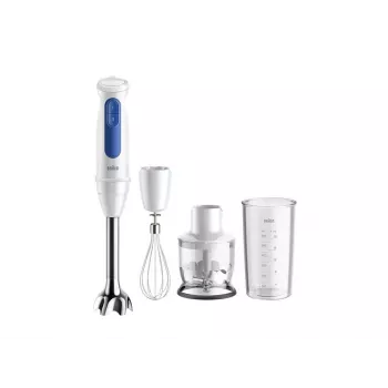 Batidora de mano Braun Household MultiQuick 3 MQ30202M, 900 W, blanco/azul, con picadora y varillas