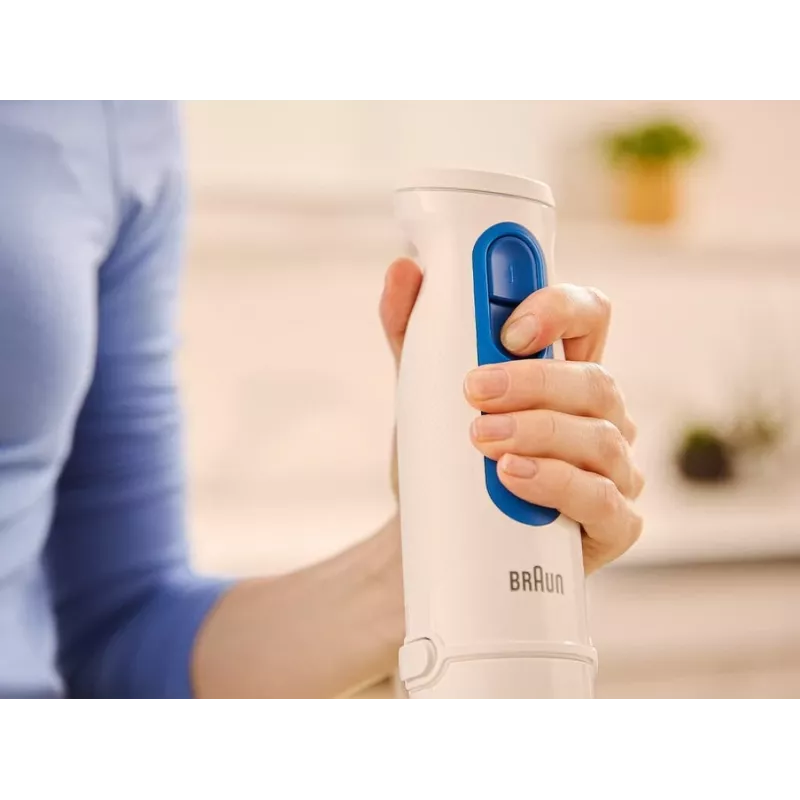 Batidora de mano Braun Household MultiQuick 3 MQ30202M, 900 W, blanco/azul, con picadora y varillas