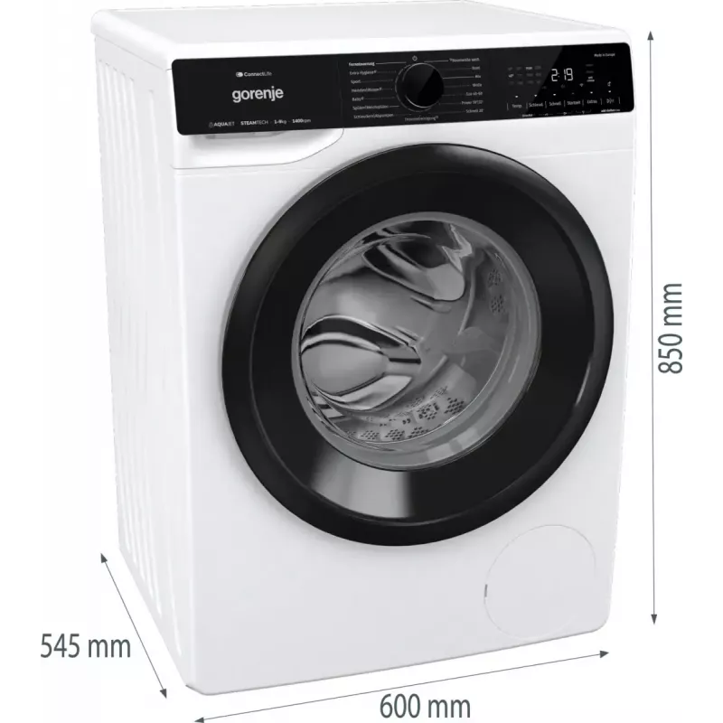 Gorenje WPNA94A1TS lavadora de carga frontal 9 kg, 1400 rpm, ConnectLife Wi-Fi, blanco/negro