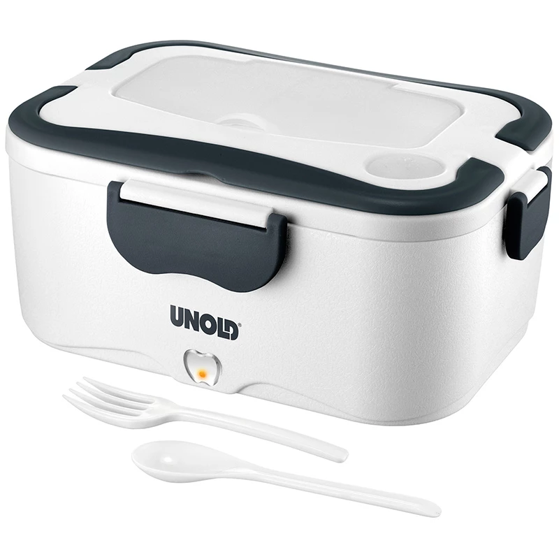 Unold 58850 fiambrera eléctrica de 1,5 l, recipiente de acero inoxidable, blanca
