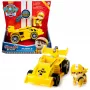 PAW Patrol, Ready, Race, Rescue vehículo Rubble’s Race & Go Deluxe con sonido, para niños a partir de 3 años