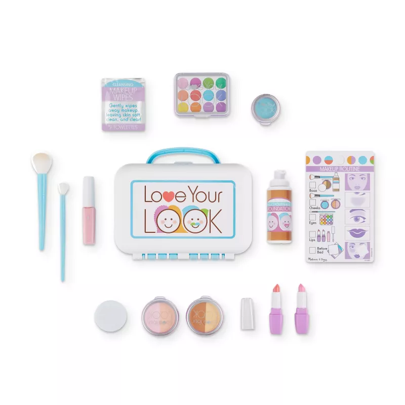 Melissa & Doug Love Your Look set de maquillaje para jugar – 16 piezas para juego simbólico limpio (NO CONTIENE COSMÉTICOS REALES)