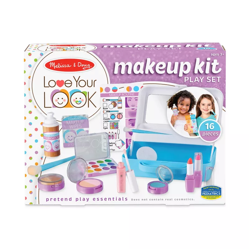 Melissa & Doug Love Your Look set de maquillaje para jugar – 16 piezas para juego simbólico limpio (NO CONTIENE COSMÉTICOS REALES)