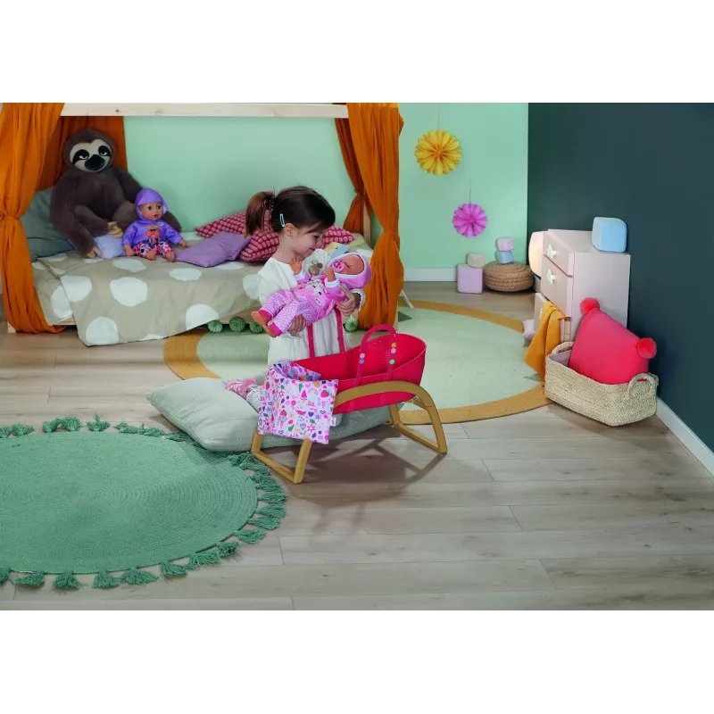 Cuna para muñecas zapf creation BABY born 3-in-1 Pinplay — muebles para muñecas, cuna/cama/bolsa de transporte convertible
