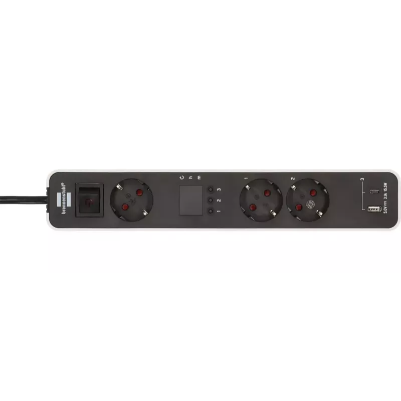 Alargador de corriente Brennenstuhl 1153230026 1,5 m 3 tomas AC para interior negro blanco