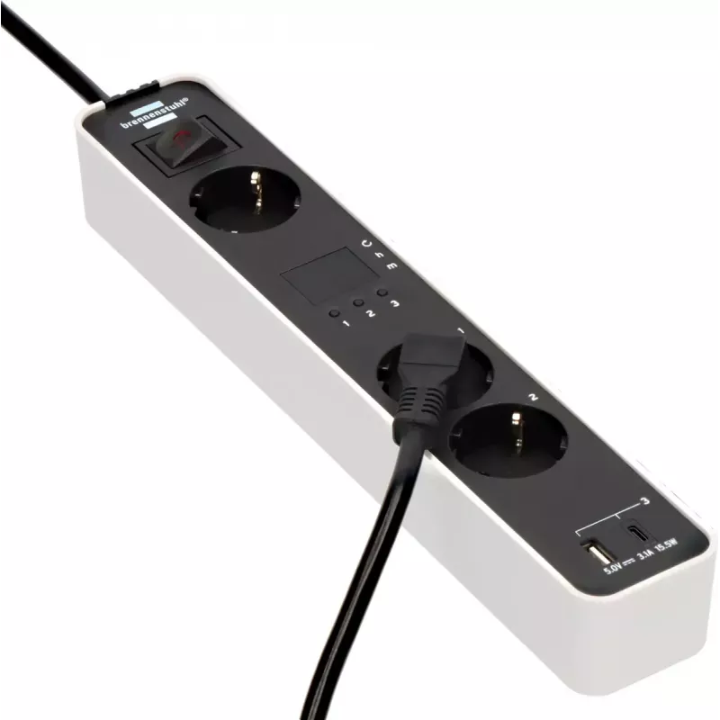 Alargador de corriente Brennenstuhl 1153230026 1,5 m 3 tomas AC para interior negro blanco