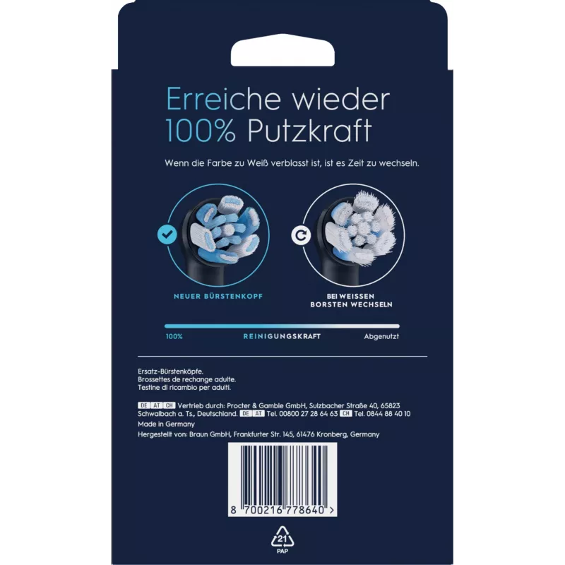 Cabezales de recambio Oral-B iO Ultimate Clean — pack de 8, negro, para una eliminación superior de la placa