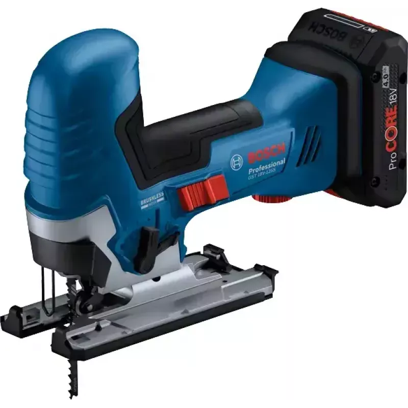 Bosch GST 18V-125 S Professional sierra de calar a batería, 18 V, 3500 SPM, sin escobillas, solo (sin batería ni cargador), L-BOXX, azul/negro