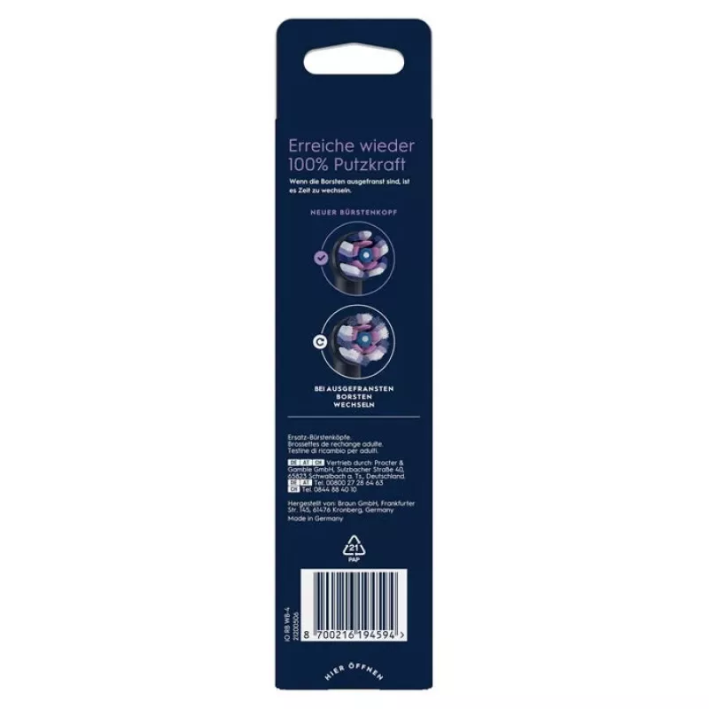 Cabezales de recambio Oral-B iO Radiant White, pack de 4, negro