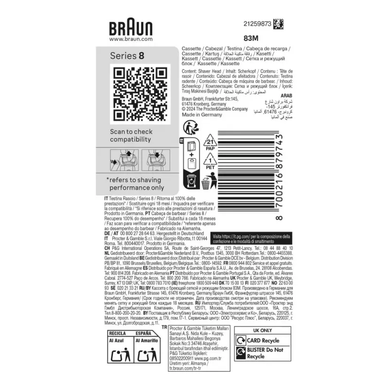 Braun Series 8 83 M cabezal de afeitado
