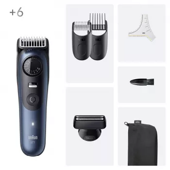 Braun BeardTrimmer 7 BT7520 batería 40 2 cm en húmedo y en seco negro, azul