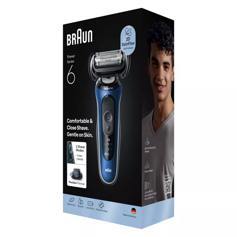 Afeitadora eléctrica BRAUN Series 6 62-B1200S en húmedo y en seco con recortadora de barba integrada