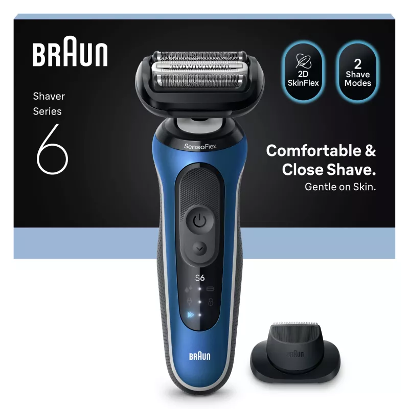 Afeitadora eléctrica BRAUN Series 6 62-B1200S en húmedo y en seco con recortadora de barba integrada