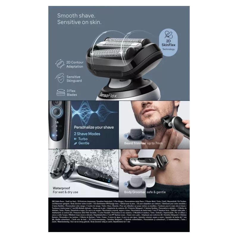 Braun Series 6 62-S7650cc plata - afeitadora de lámina con batería de litio-ion