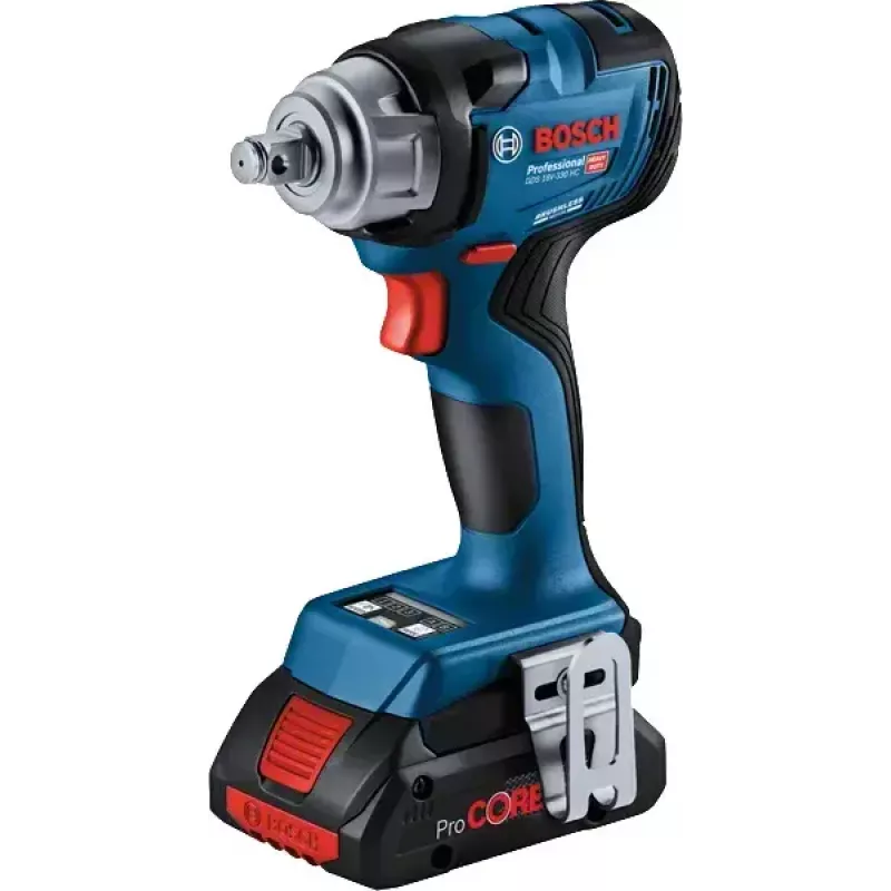 Bosch GDS 18V-330 HC Professional llave de impacto a batería, 18 V, 1/2 pulgada, 2800 rpm, 330 Nm, 2 baterías de 4,0 Ah, cargador, Bluetooth, L-BOXX, azul/negro