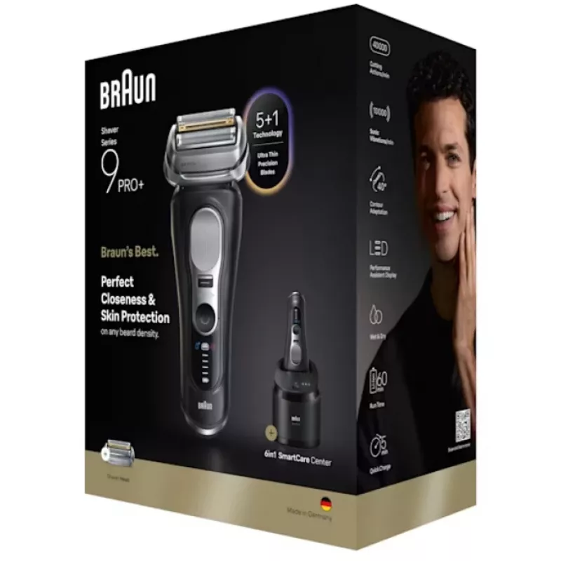 Afeitadora de lámina Braun Series 9 Pro+ 9660CC negro plata acero inoxidable