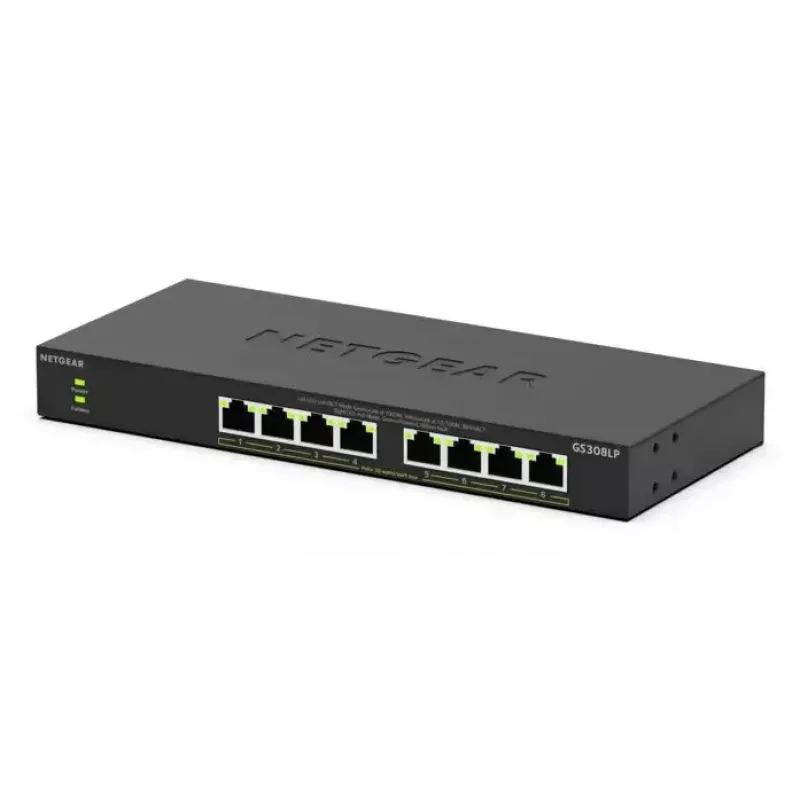 NETGEAR GS308LP no gestionado Gigabit Ethernet (10/100/1000) Power over Ethernet (PoE) sobremesa negro
