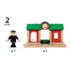 Estación de grabación y reproducción para trenes en miniatura de Ravensburger – BRIO, 3 piezas, pila AA, negro/verde/rojo