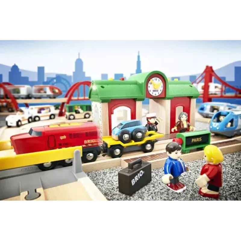 Estación de grabación y reproducción para trenes en miniatura de Ravensburger – BRIO, 3 piezas, pila AA, negro/verde/rojo