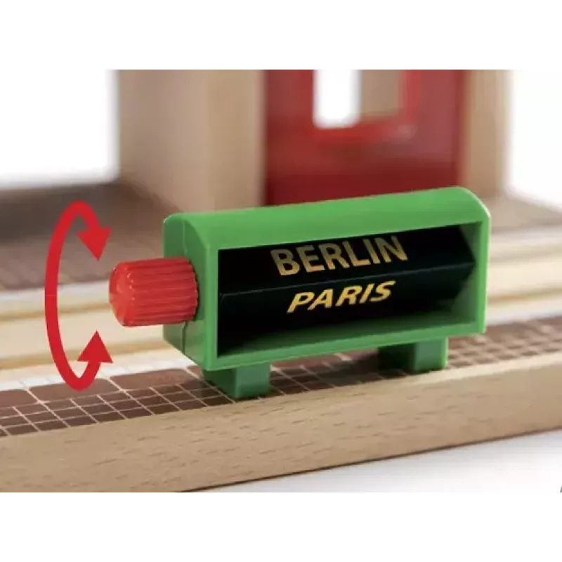 Estación de grabación y reproducción para trenes en miniatura de Ravensburger – BRIO, 3 piezas, pila AA, negro/verde/rojo
