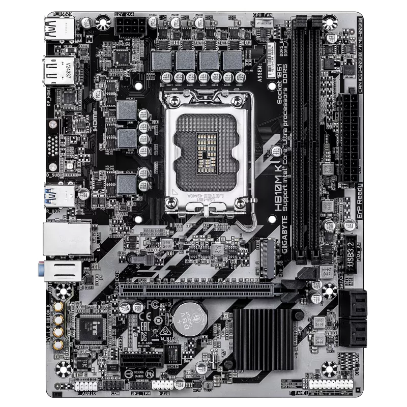 GIGABYTE H810M K placa base Micro ATX para Intel Core Ultra (Serie 2) — LGA 1851, DDR5 hasta 6400 MHz, 1x PCIe 4.0 M.2, 1GbE