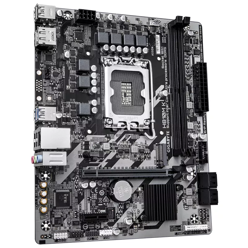 GIGABYTE H810M K placa base Micro ATX para Intel Core Ultra (Serie 2) — LGA 1851, DDR5 hasta 6400 MHz, 1x PCIe 4.0 M.2, 1GbE
