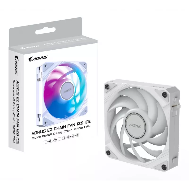 Ventilador de caja Gigabyte AORUS EZ CHAIN FAN 120 ICE, 120 mm, blanco, GP-ECFAN1201 ICE