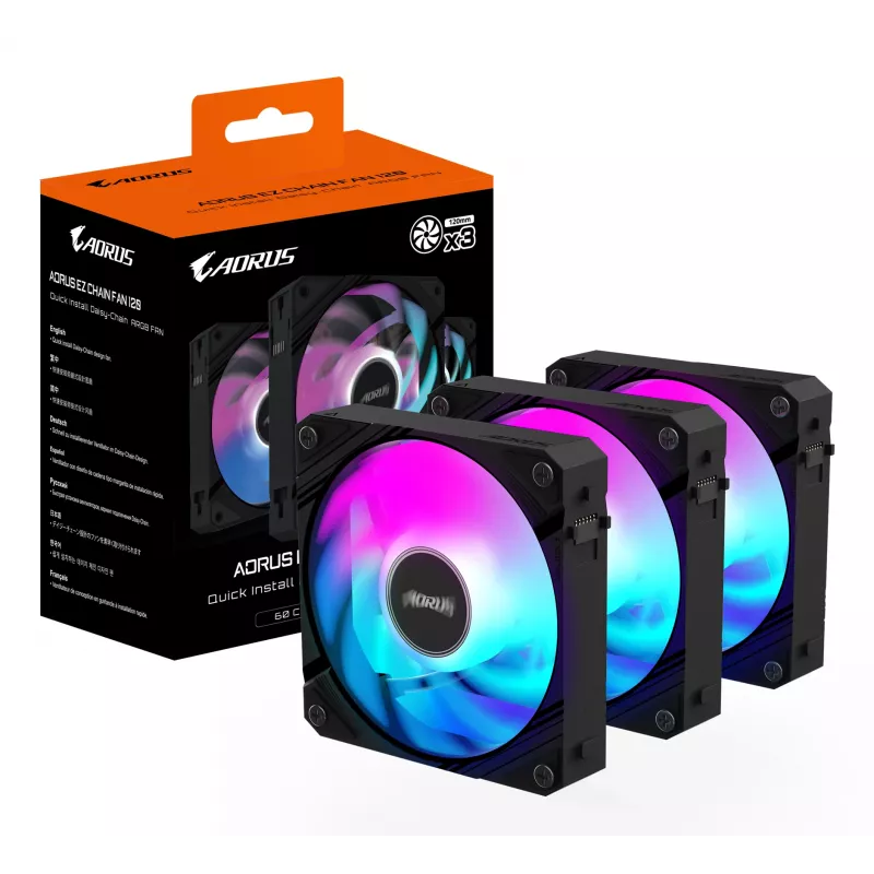 GIGABYTE AORUS EZ CHAIN FAN 120 (pack de 3) placa base 12 cm negro 3 unidades