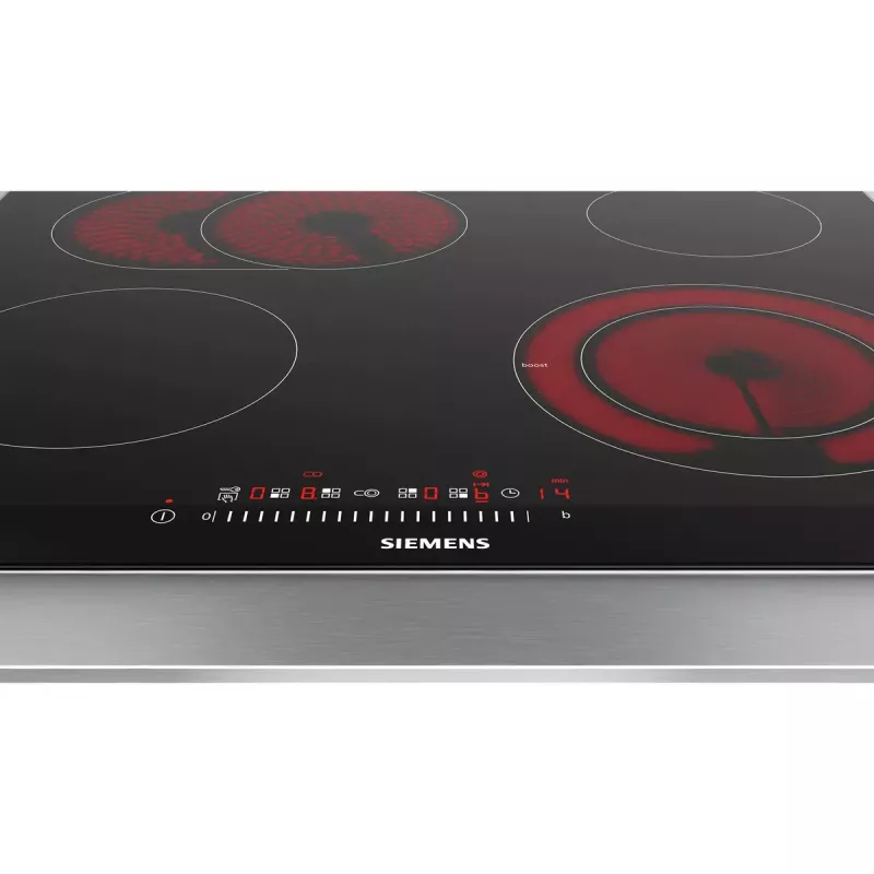 Siemens ET675FNP1E placa de cocina negra, acero inoxidable placa vitrocerámica de encimera 4 zona(s)