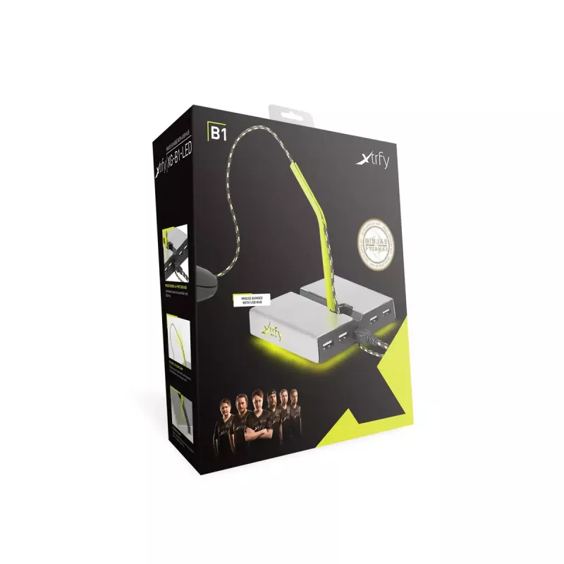 Xtrfy B1 Mouse Bungee LED soporte para ratón con hub USB 2.0 de 4 puertos