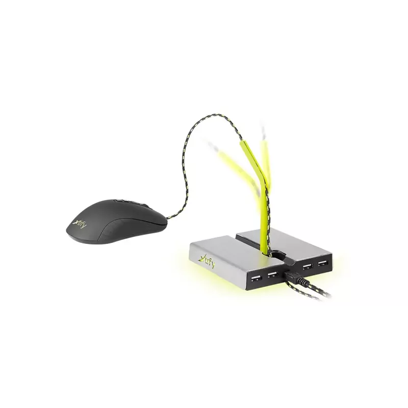 Xtrfy B1 Mouse Bungee LED soporte para ratón con hub USB 2.0 de 4 puertos