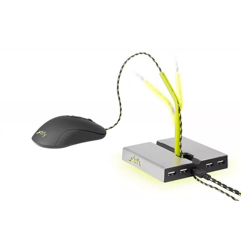 Xtrfy B1 Mouse Bungee LED soporte para ratón con hub USB 2.0 de 4 puertos