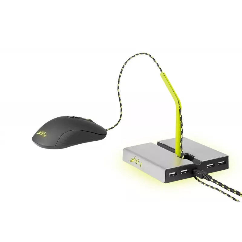 Xtrfy B1 Mouse Bungee LED soporte para ratón con hub USB 2.0 de 4 puertos