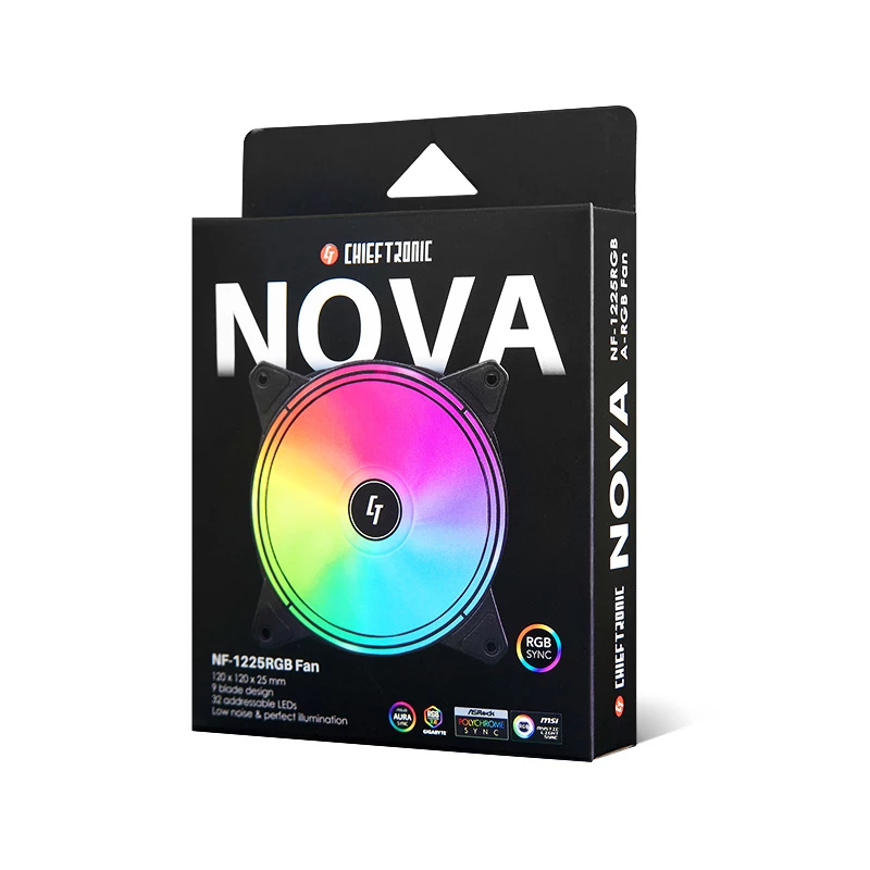 Sistema de refrigeración para PC Chieftec NF-1225RGB ventilador de caja de PC 12 cm Negro 1 ud.