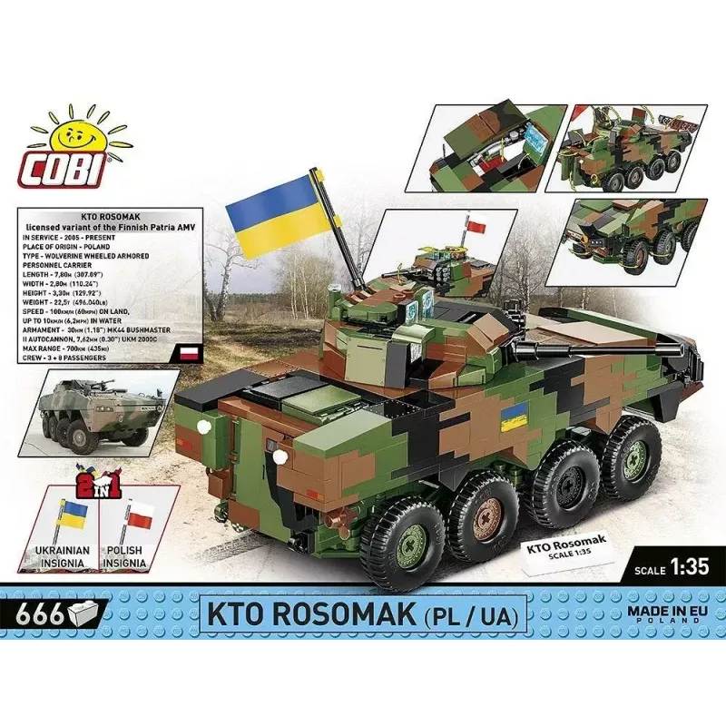 Set de construcción Cobi Armed Forces KTO Rosomak 2 en 1 (COBI-2629)