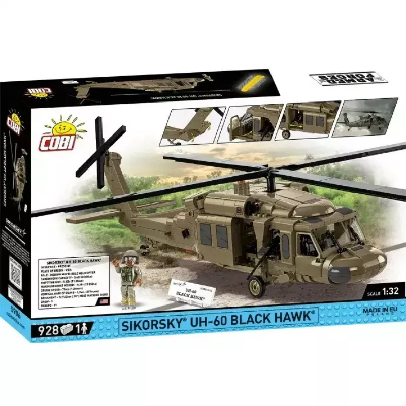 Set de construcción Cobi Sikorsky UH-60 Black Hawk 928 bloques, modelo COBI-5906