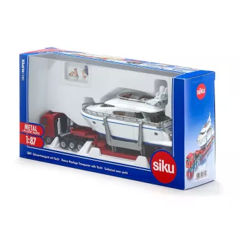 Siku transporte especial con yate, modelo de transporte especial, premontado, 1:87, niño/niña, 3 años, 99 años